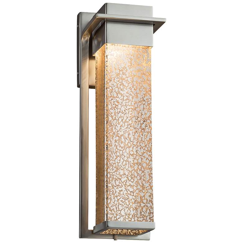 Image 1 Fusion Pacific 16 1/2 inch High Glass Nickel LED Outdoor Wall Light