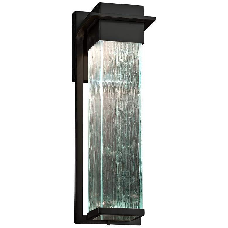 Image 1 Fusion Pacific 16 1/2 inch High Rain Glass Black LED Outdoor Wall Light