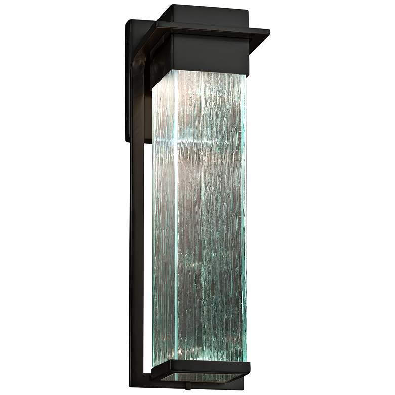 Image 1 Fusion Pacific 16 1/2" High Rain Glass Black LED Outdoor Wall Light