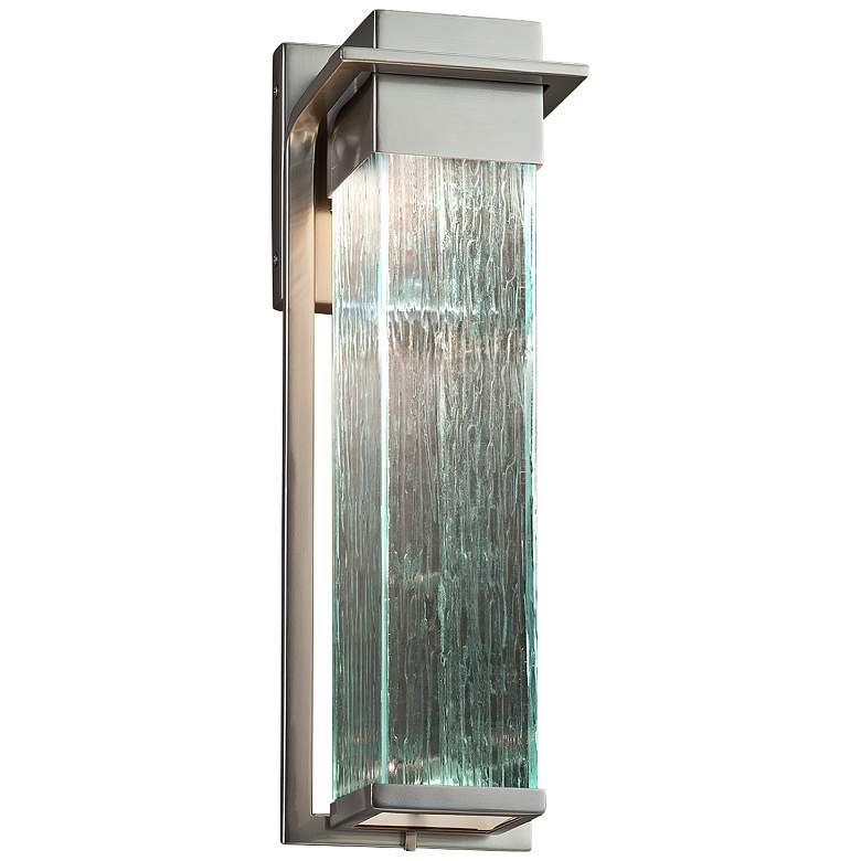 Image 1 Fusion Pacific 16 1/2 inch High Rain Glass Modern LED Outdoor Wall Light