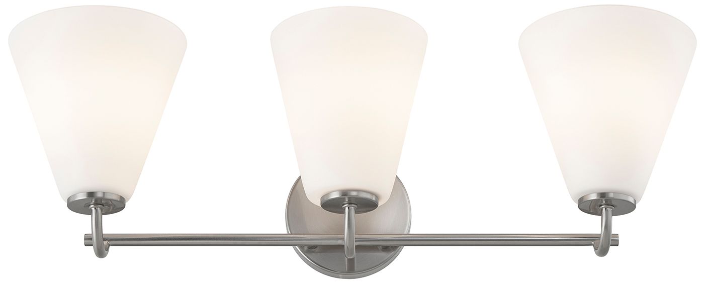 Fusion Pavia 24.75" Wide 3-Light Brushed Nickel, Opal Bath/Vanity