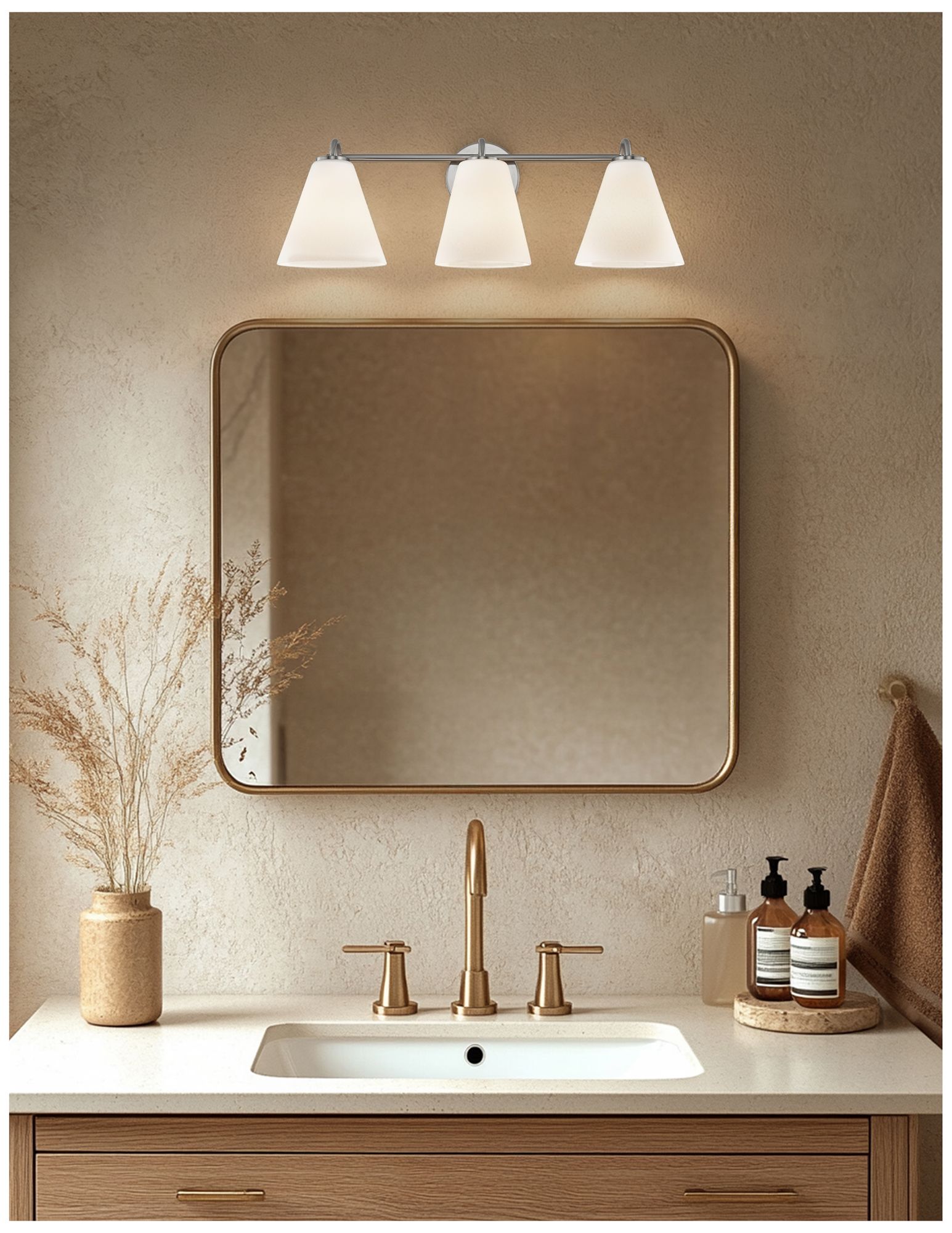 Image 6 Fusion Pavia 24.75" Wide 3-Light Brushed Nickel, Opal Bath/Vanity more views