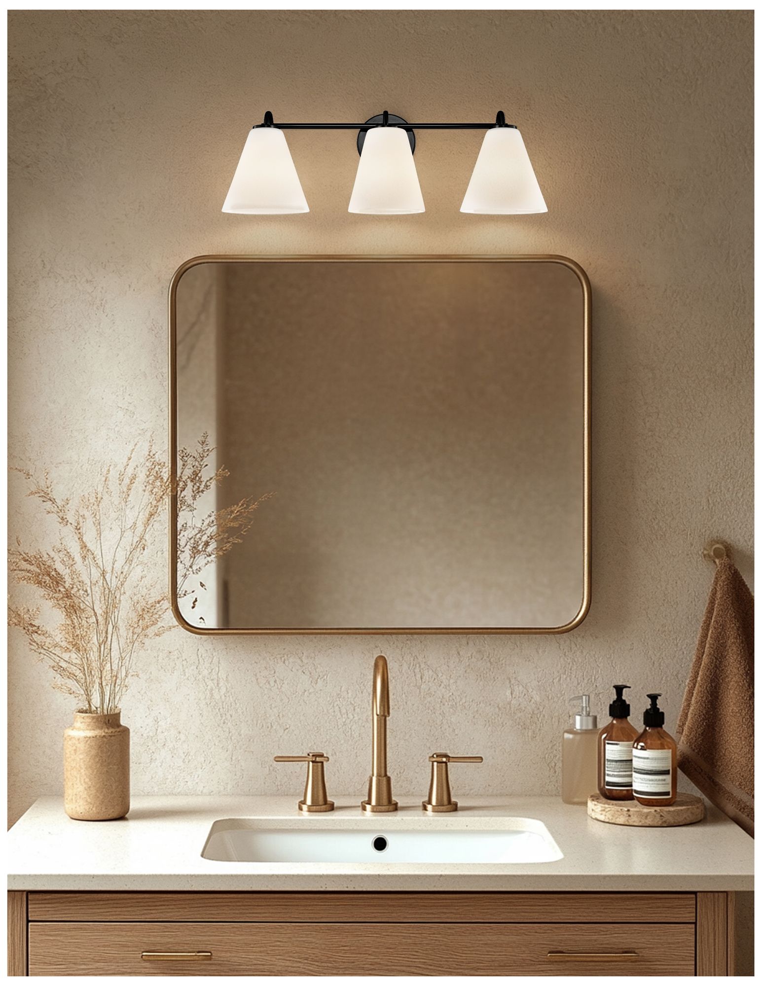 Image 6 Fusion Pavia 24.75" Wide 3-Light Matte Black, Opal Bath/Vanity more views