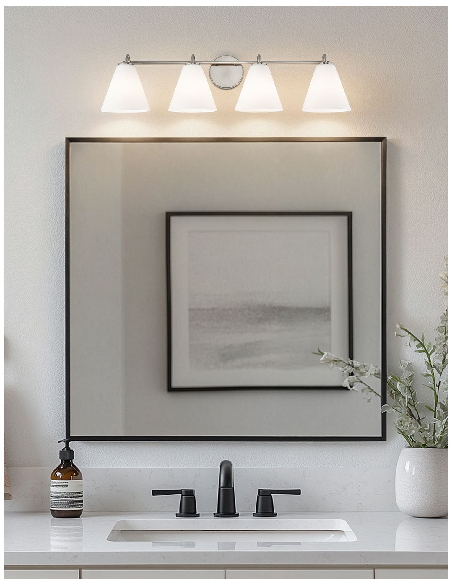 Image 6 Fusion Pavia 33.75" Wide 4-Light Brushed Nickel, Opal Bath/Vanity more views