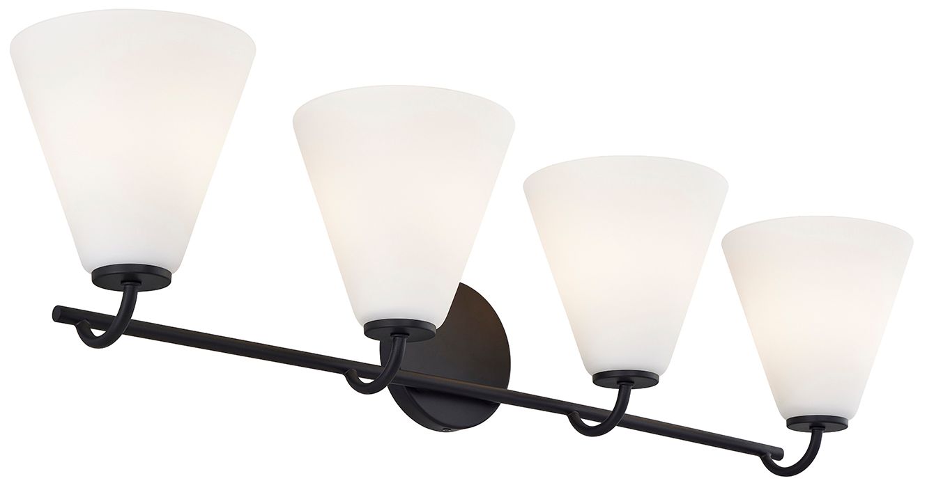 Image 3 Fusion Pavia 33.75" Wide 4-Light Matte Black, Opal Bath/Vanity more views