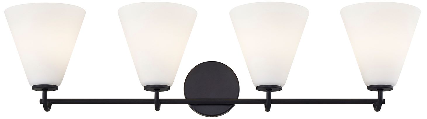 Image 4 Fusion Pavia 33.75" Wide 4-Light Matte Black, Opal Bath/Vanity more views