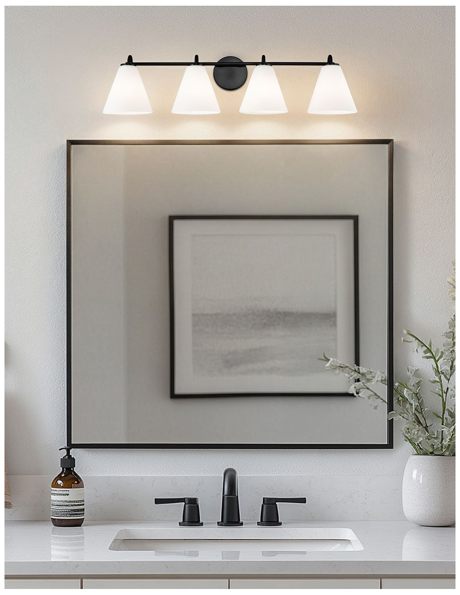 Image 6 Fusion Pavia 33.75" Wide 4-Light Matte Black, Opal Bath/Vanity more views