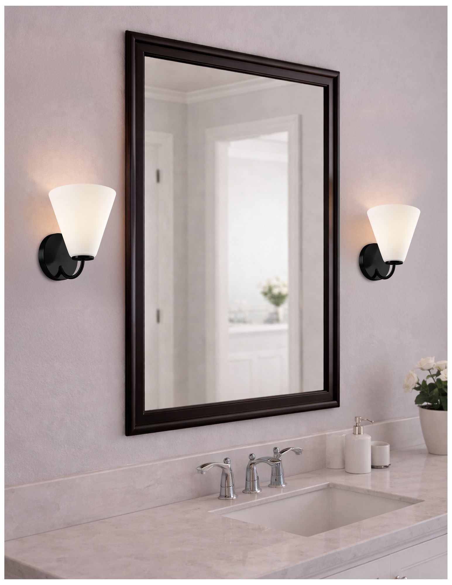 Image 7 Fusion Pavia 8.25" High Matte Black, Opal Wall Sconce more views