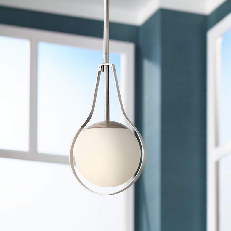 Image 1 Fusion™ Pearl 6 1/2"W Brushed Nickel LED Mini Pendant