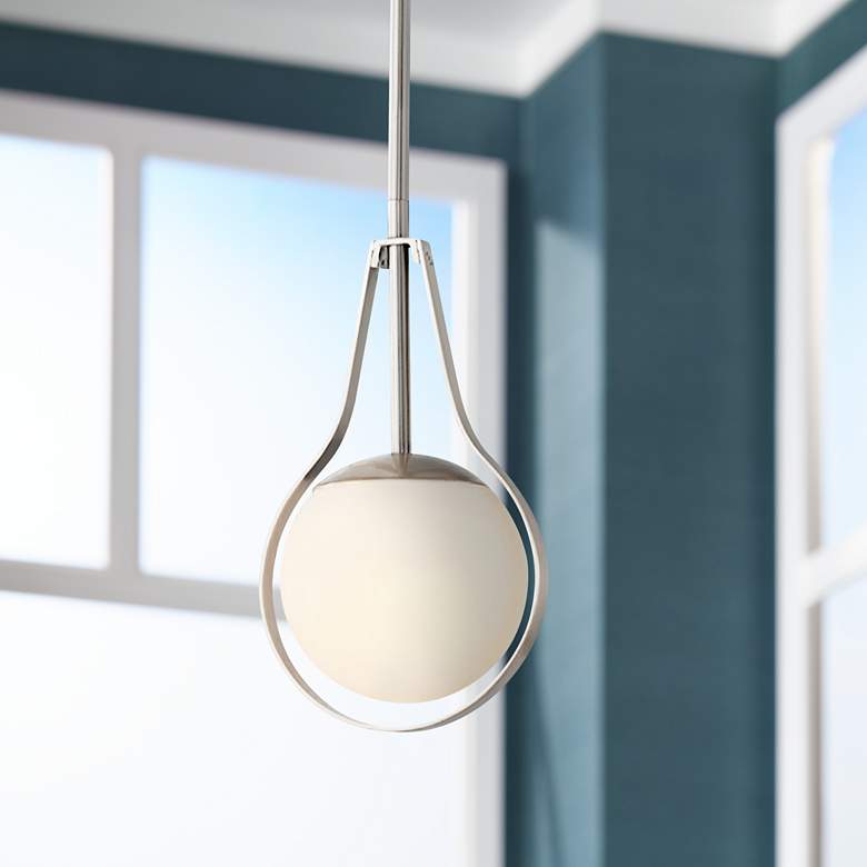 Image 1 Fusion&#8482; Pearl 6 1/2 inchW Brushed Nickel LED Mini Pendant