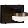 Fusion&#8482; Puck 4 1/2"H Black and Brass LED Wall Sconce