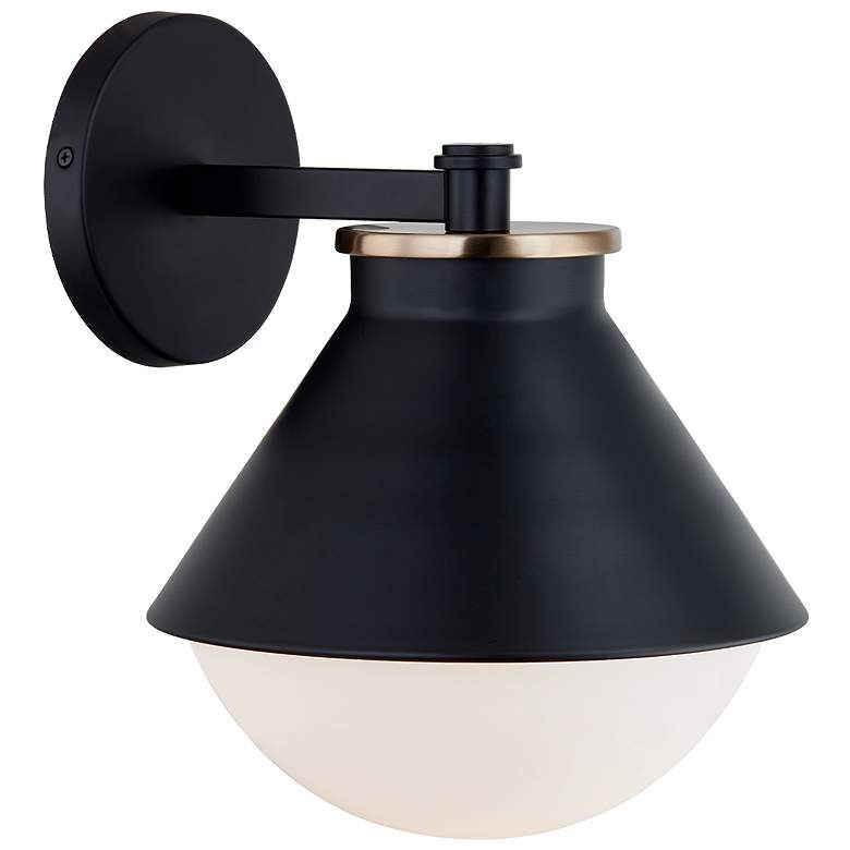 Image 3 Fusion Ravelle 12 1/2"H Black and Brass Outdoor Wall Light more views
