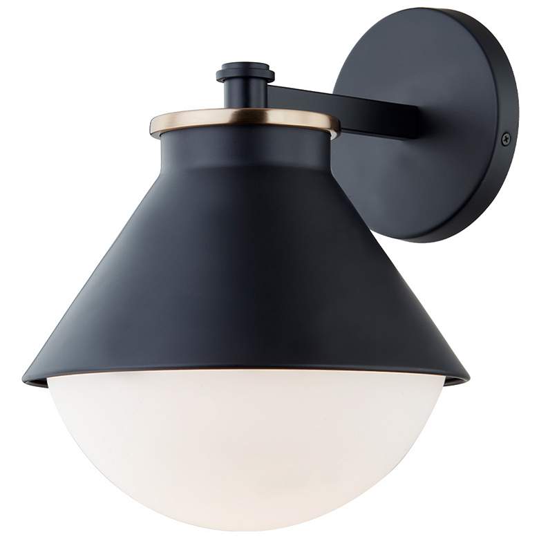 Image 5 Fusion Ravelle 12 1/2"H Black and Brass Outdoor Wall Light more views