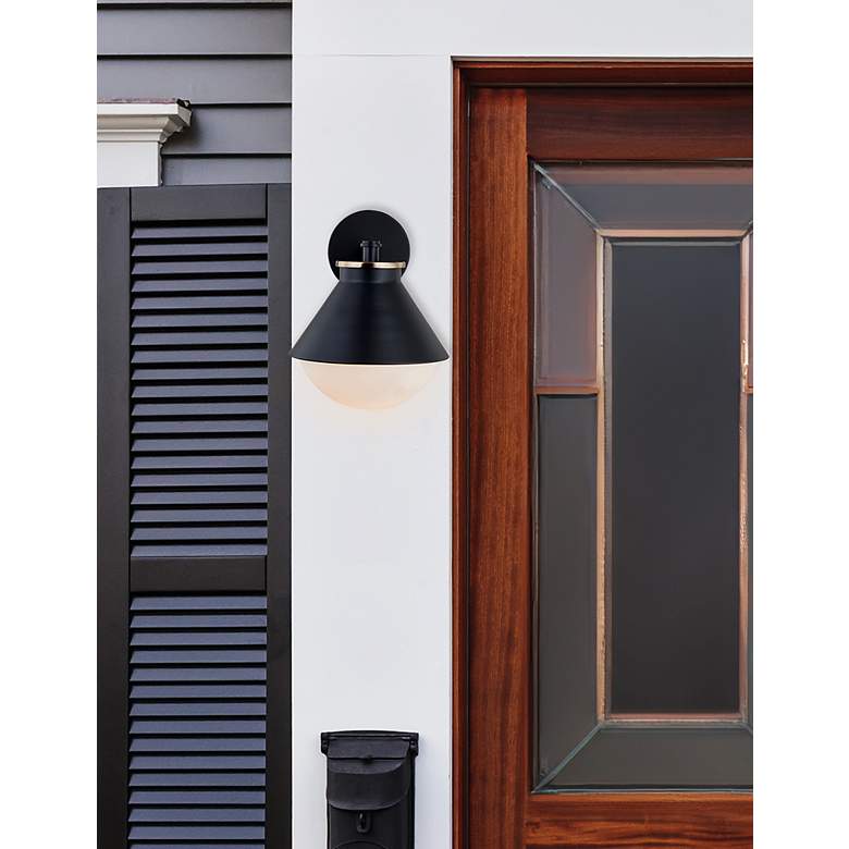 Image 7 Fusion Ravelle 12 1/2"H Black and Brass Outdoor Wall Light more views
