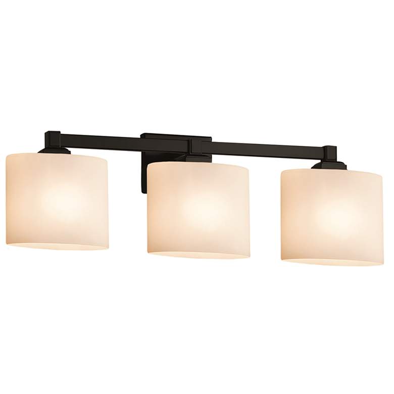 Image 1 Fusion Regency 3-Light Bath Bar - Oval Shade - Black - Opal