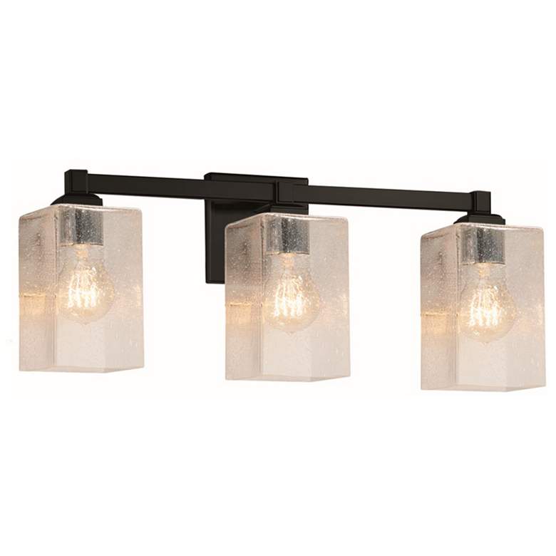Image 1 Fusion Regency 3-Light Bath Bar - Square w/ Flat Rim - Black - Seeded - LED