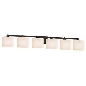 Image1 of Fusion Regency 6-Light Bath Bar - Rectangle Shade - Black - Opal - LED