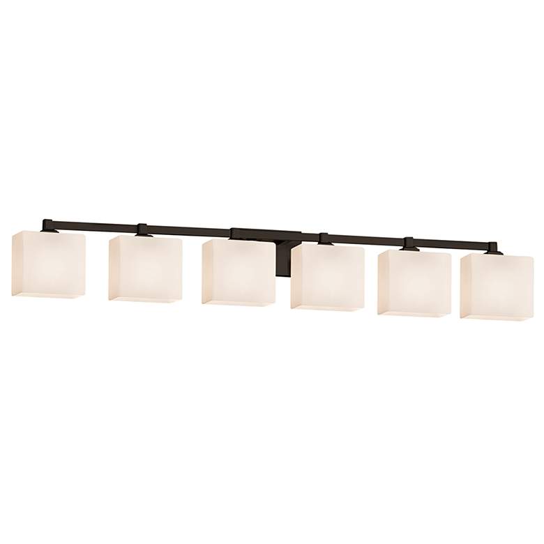 Image 1 Fusion Regency 6-Light Bath Bar - Rectangle Shade - Black - Opal