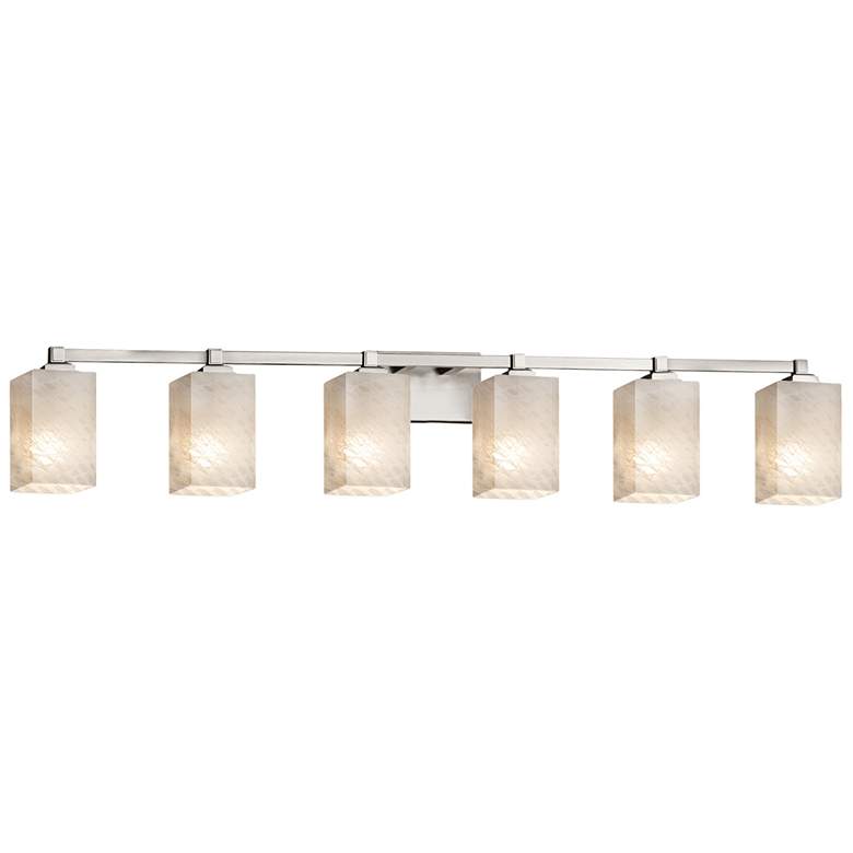 Image 1 Fusion Regency 6-Light Square Bath Bar - Flat Rim Shade - Weave - Nickel