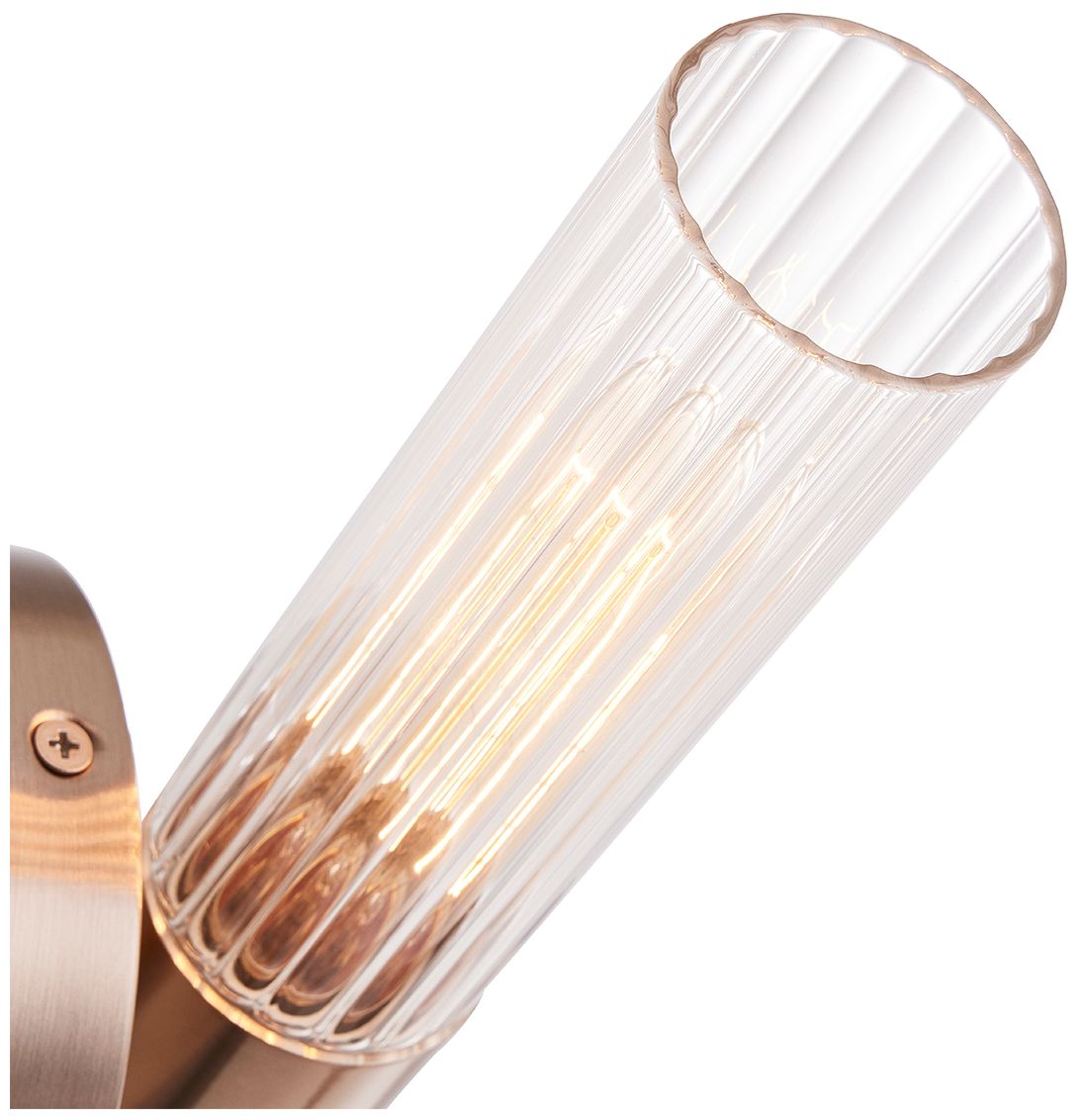 Image 5 Fusion Rimini 16.75"H 2-Light Brushed Brass, Clear Ribbed Wall Sconce more views