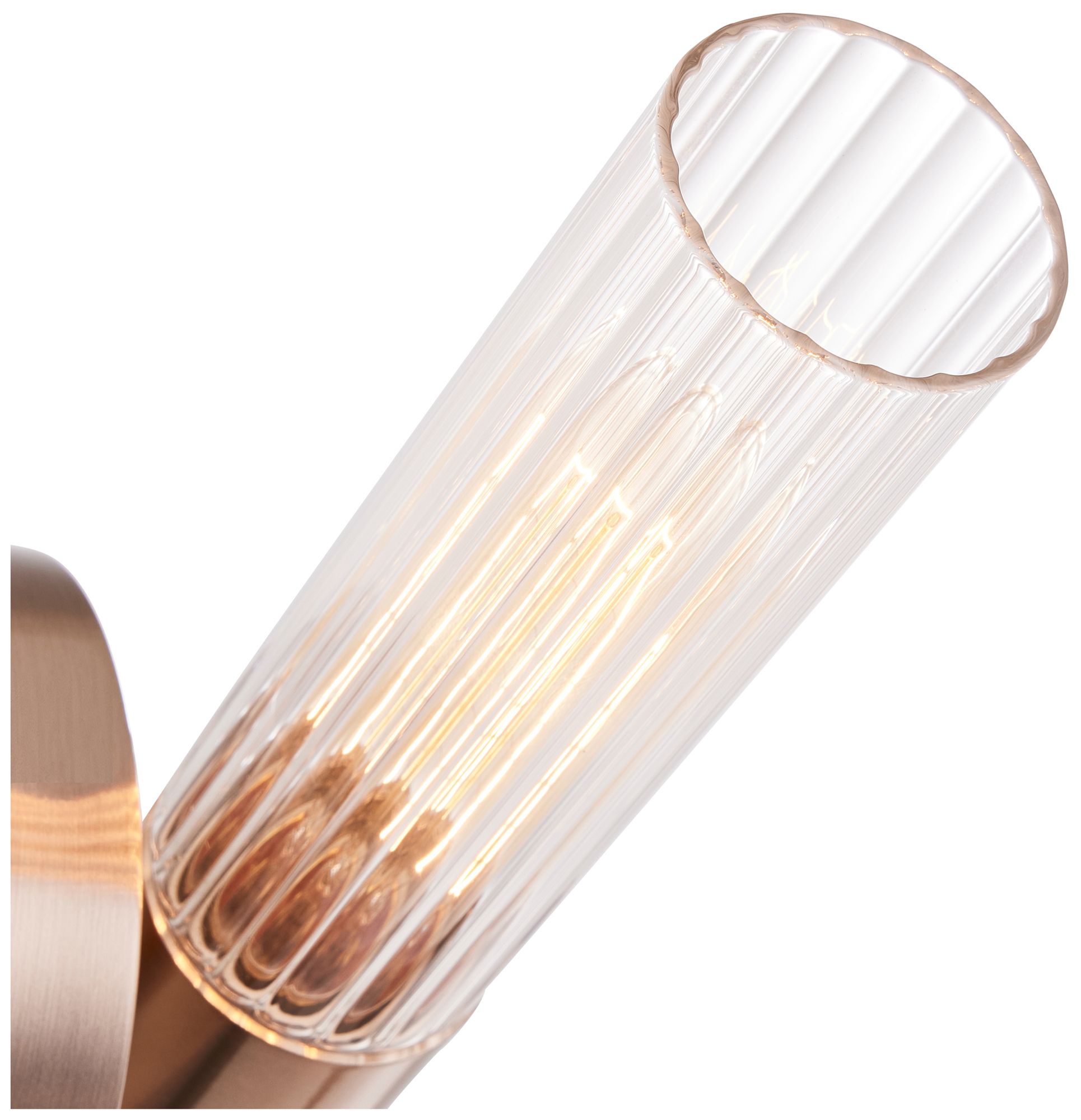 Image 6 Fusion Rimini 16.75"H 2-Light Brushed Brass, Clear Ribbed Wall Sconce more views