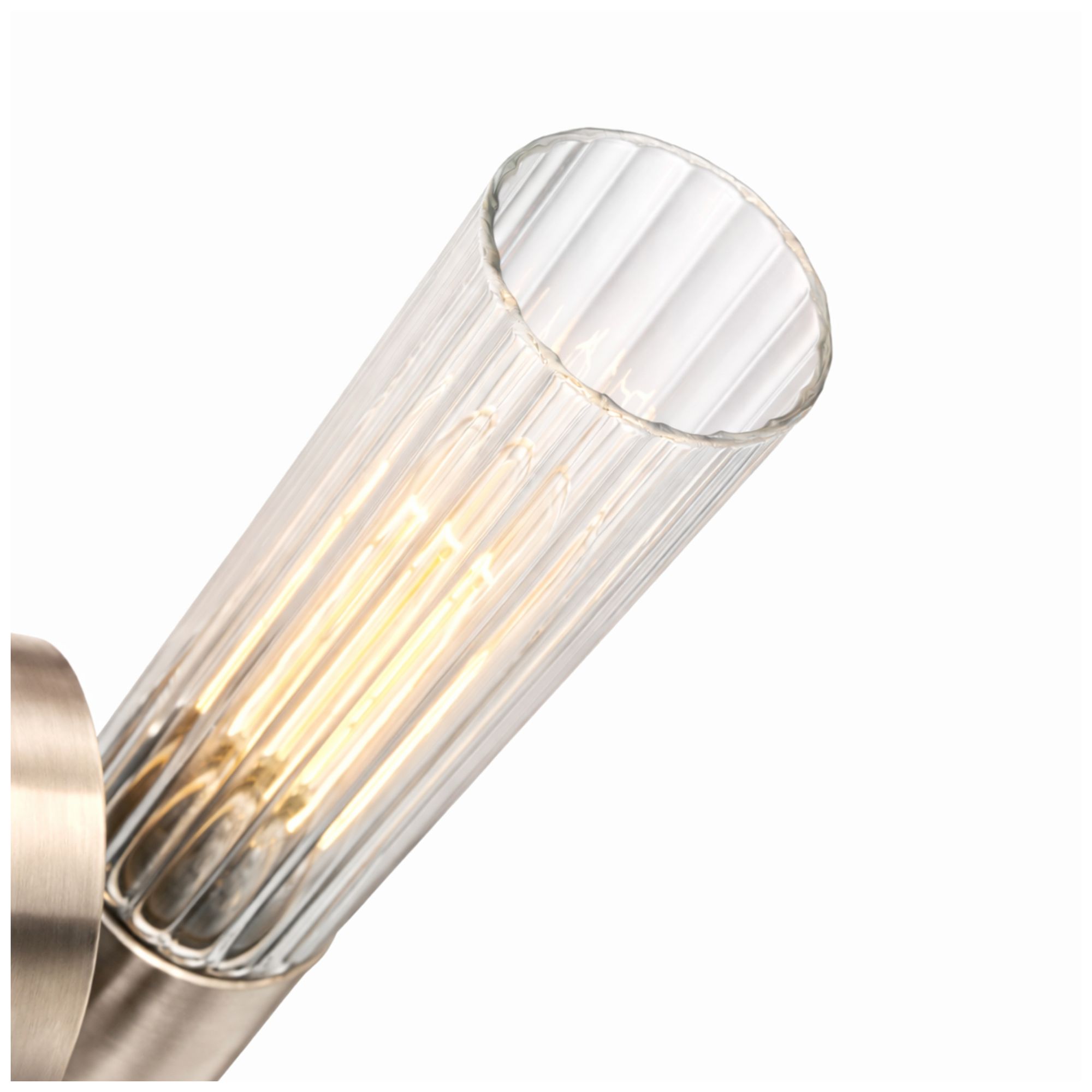 Image 5 Fusion Rimini 16.75"H 2-Light Brushed Nickel, Clear Ribbed Wall Sconce more views