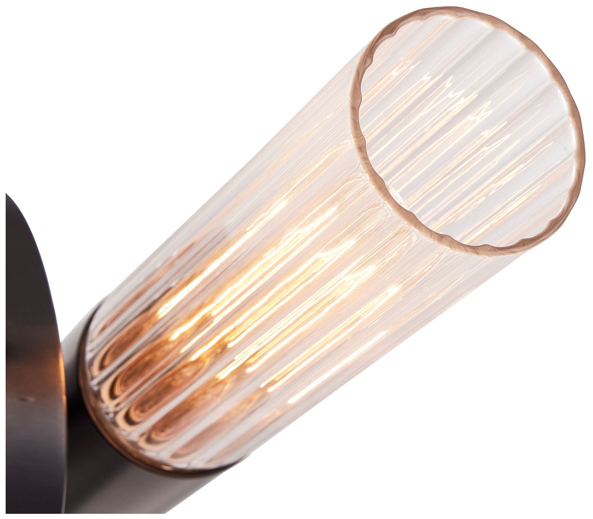 Image 6 Fusion Rimini 16.75"H 2-Light Matte Black, Clear Ribbed Wall Sconce more views
