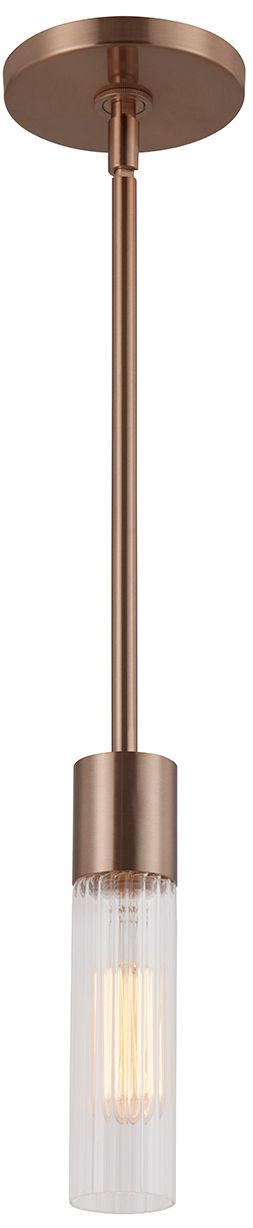 Image 4 Fusion Rimini 2" Wide Brushed Brass, Clear Ribbed Pendant more views