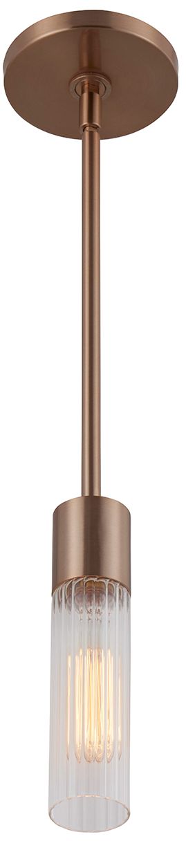 Image 5 Fusion Rimini 2" Wide Brushed Brass, Clear Ribbed Pendant more views