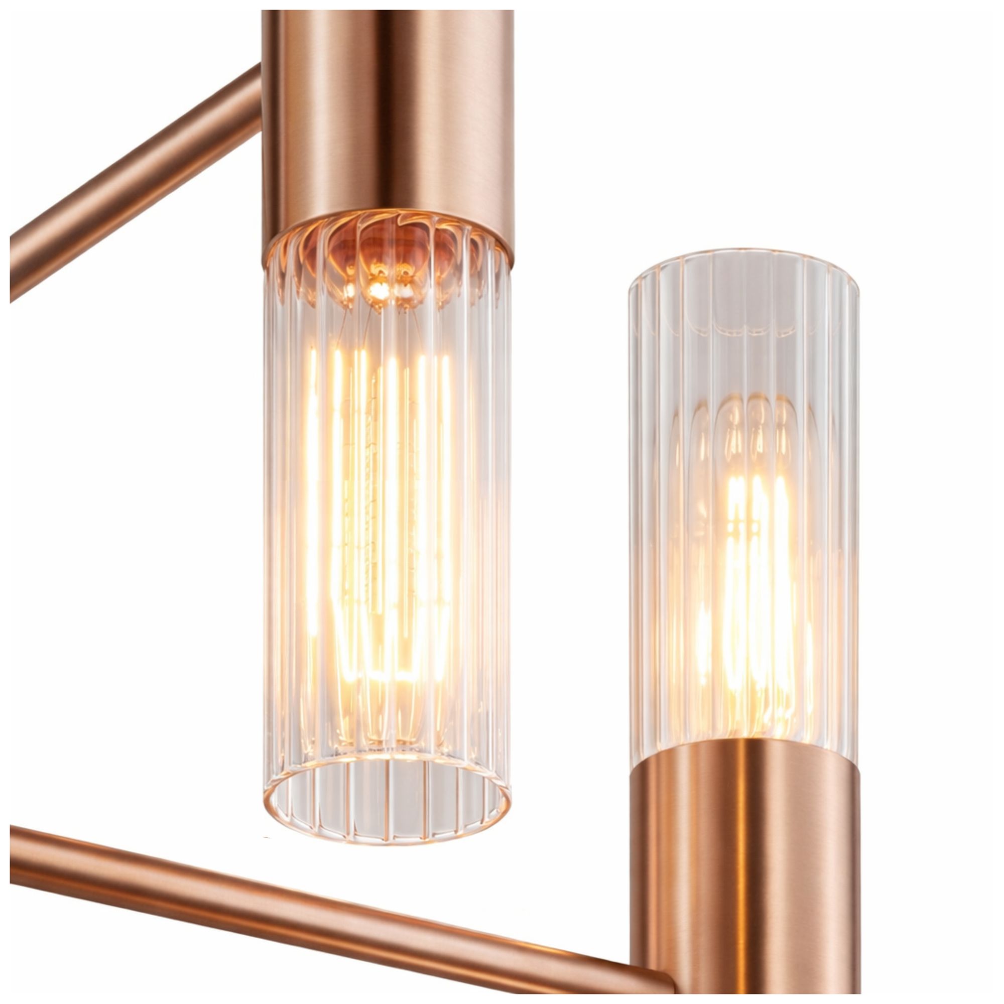 Image 4 Fusion Rimini 28" Wide 12-Light Brushed Brass, Clear Ribbed Chandelier more views