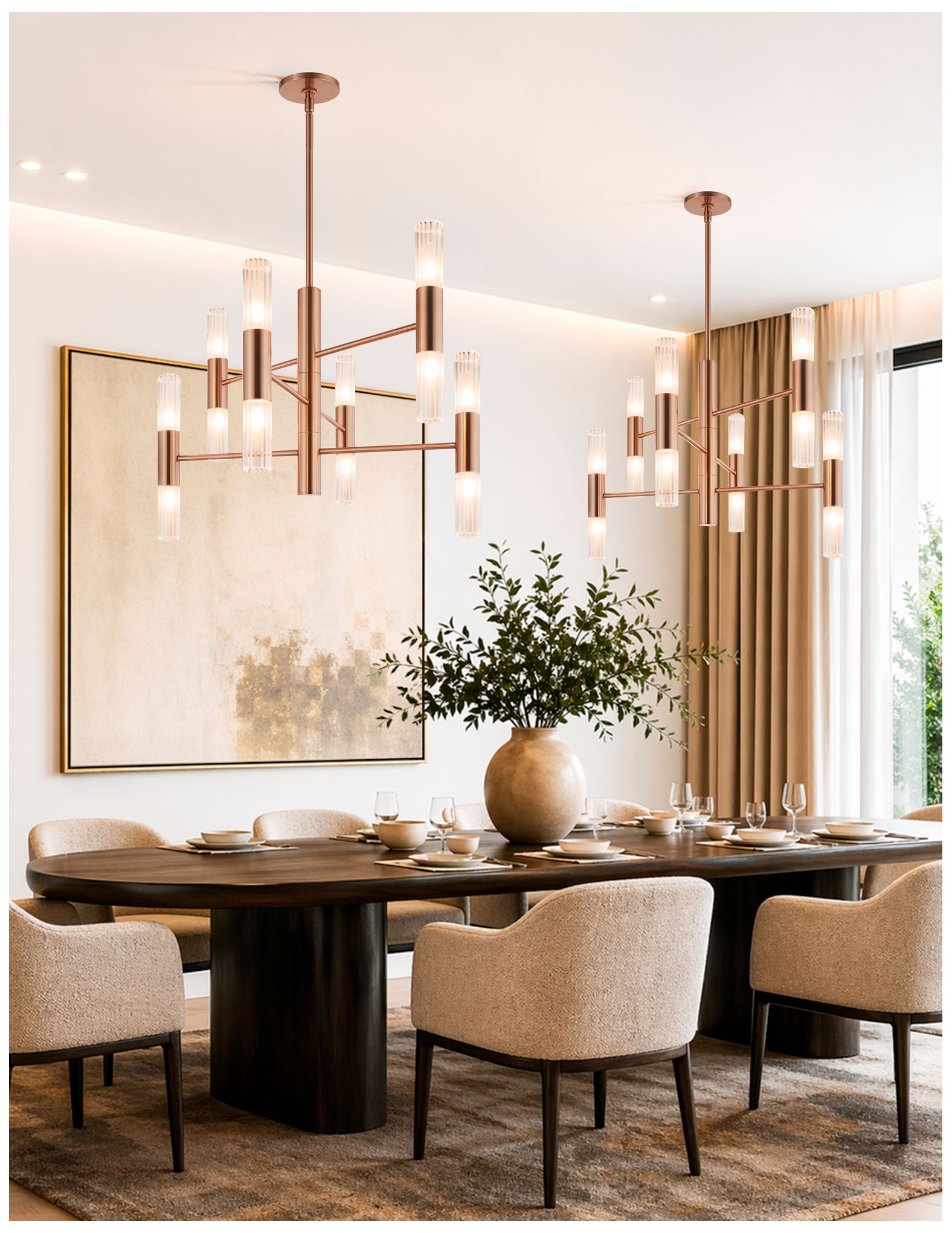 Image 6 Fusion Rimini 28" Wide 12-Light Brushed Brass, Clear Ribbed Chandelier more views