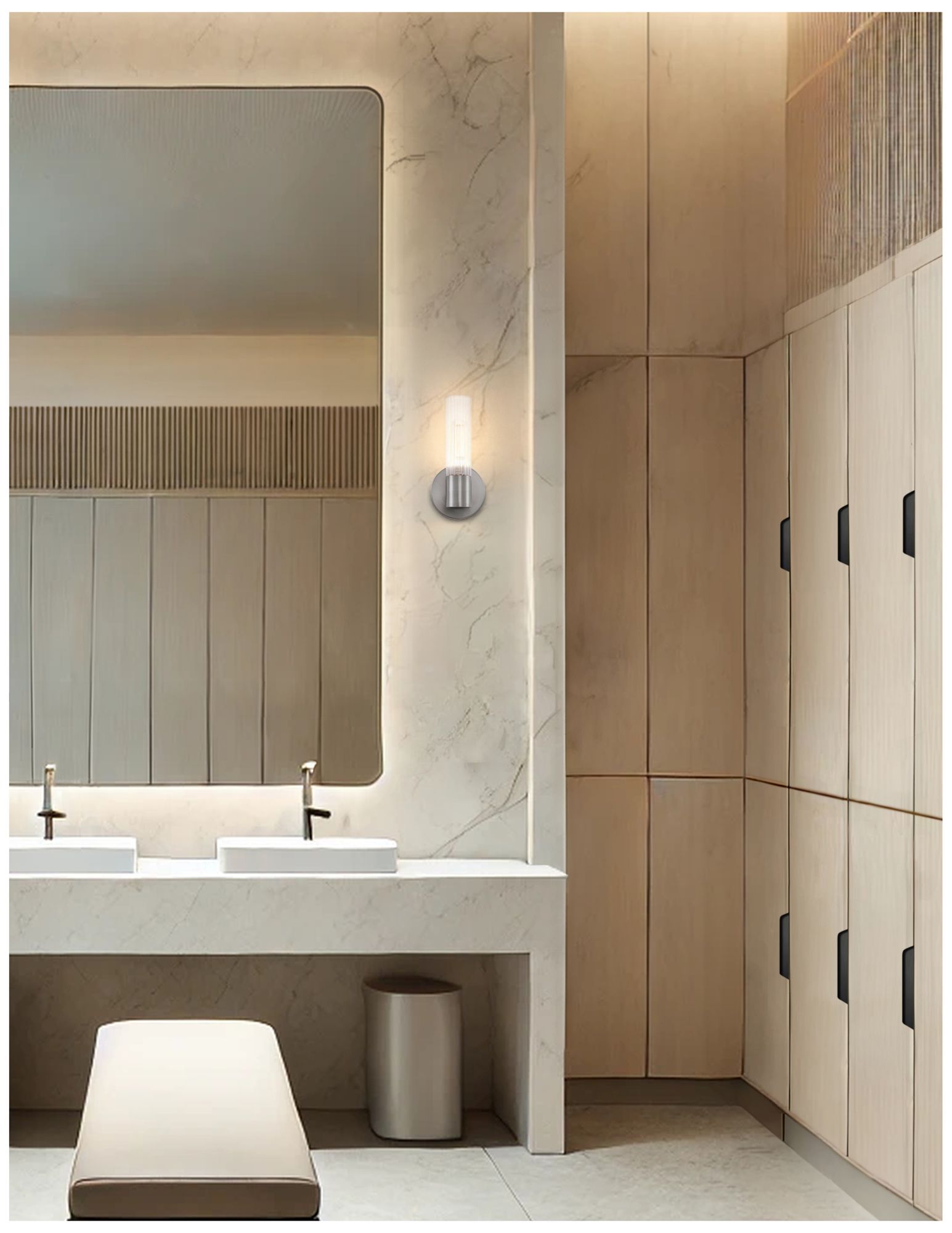 Image 5 Fusion Rimini 9.25" High Brushed Nickel, Clear Ribbed Wall Sconce more views