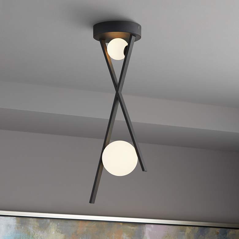 Image 1 Fusion™ Stix 12" Wide Matte Black LED Mini Pendant