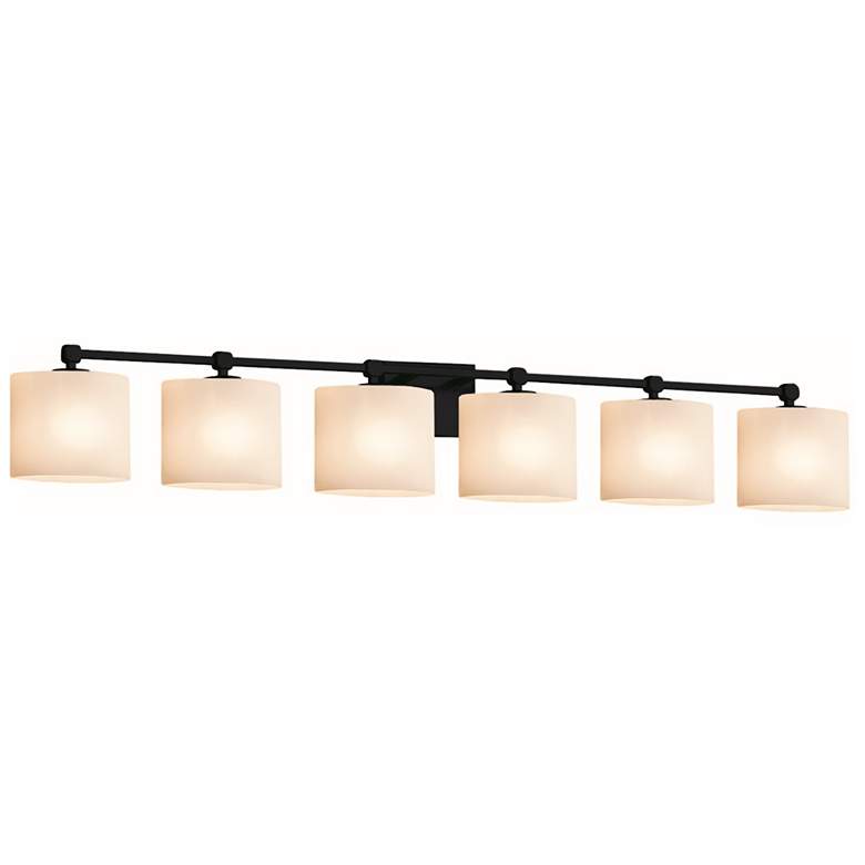 Image 1 Fusion Tetra 6-Light Bath Bar - Oval Shade - Black - Opal - LED