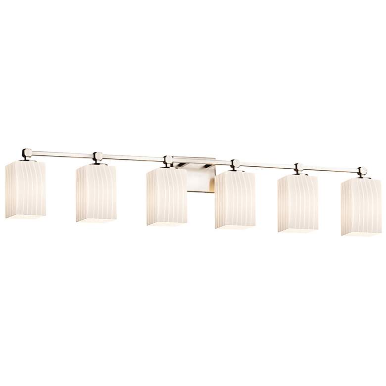 Image 1 Fusion Tetra 6-Light LED Square Bath Bar - Flat Rim Shade - Ribbon - Nickel