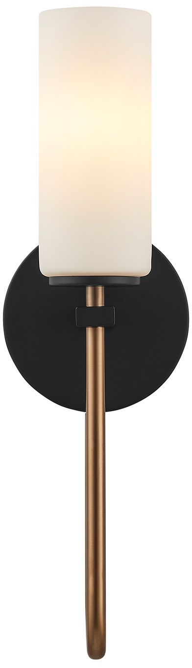 Thumbnail2 of Fusion Tilburg 16.75" High Matte Black, Brass, Opal Wall Sconce more views