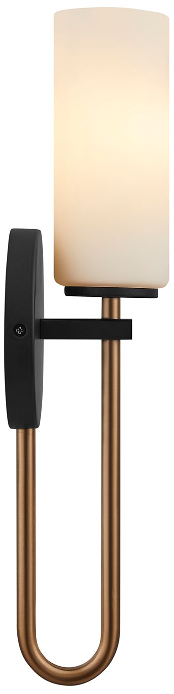 Thumbnail3 of Fusion Tilburg 16.75" High Matte Black, Brass, Opal Wall Sconce more views