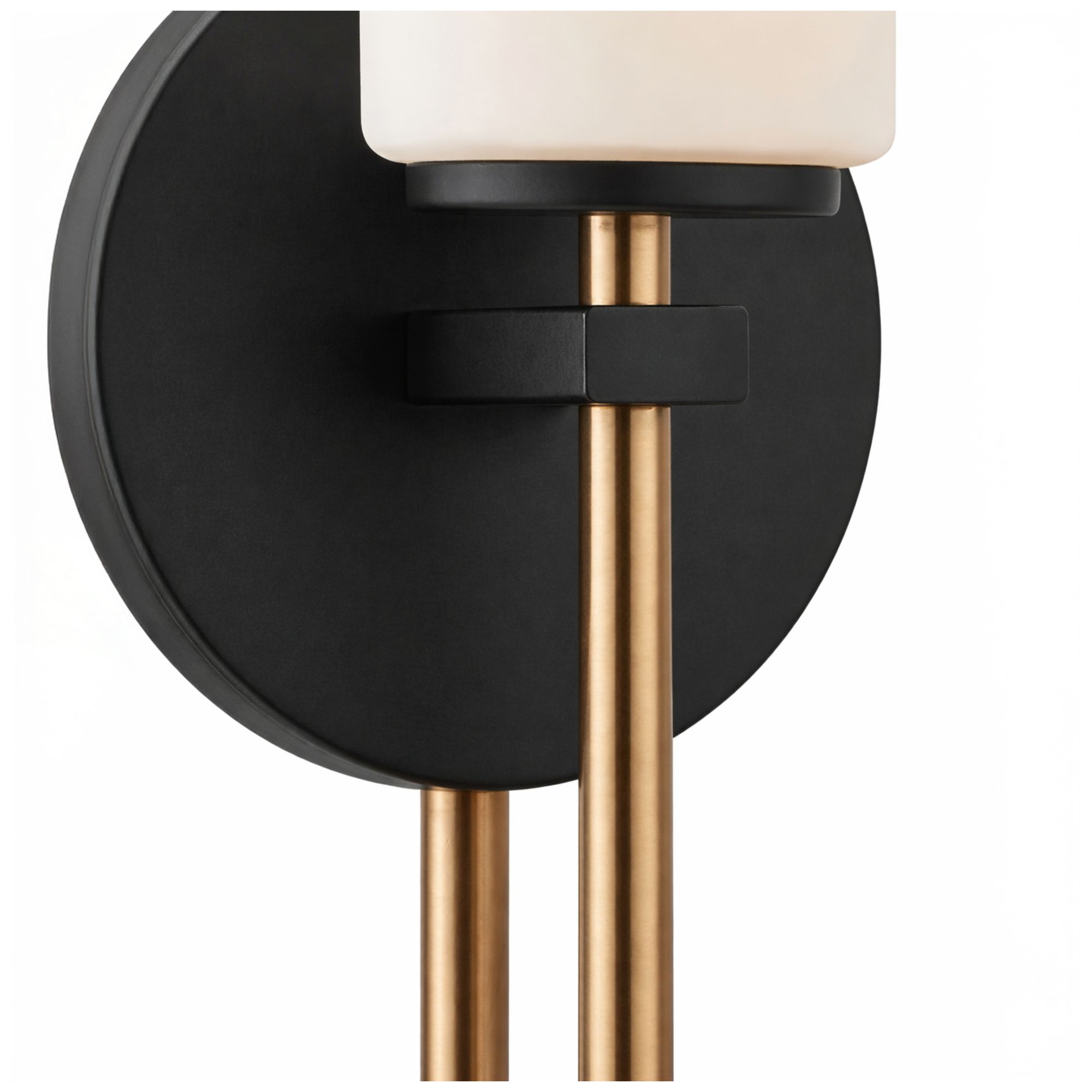 Thumbnail4 of Fusion Tilburg 16.75" High Matte Black, Brass, Opal Wall Sconce more views