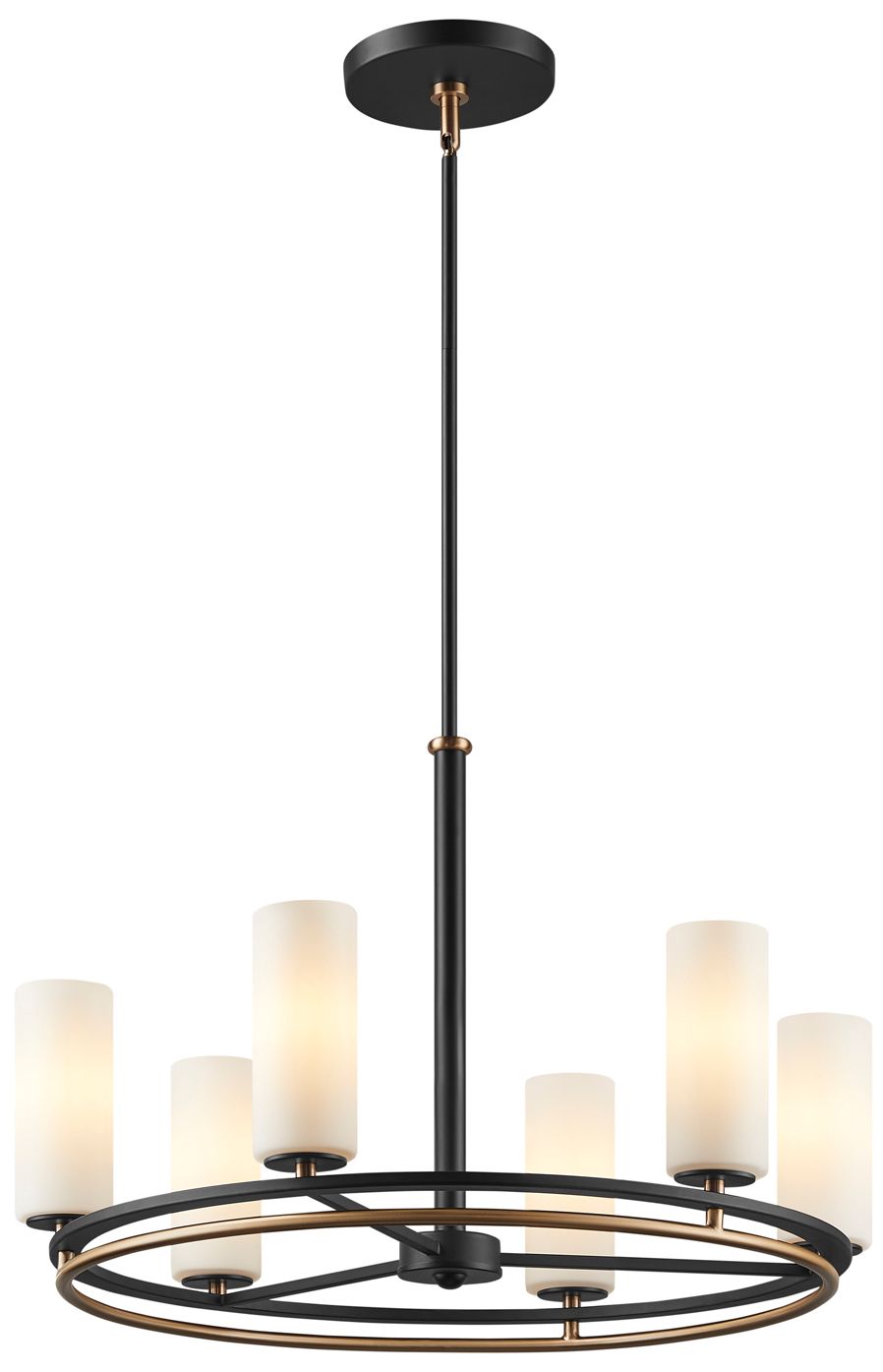 Thumbnail3 of Fusion Tilburg 26.5" Wide 6-Light Matte Black, Brass, Opal Chandelier more views