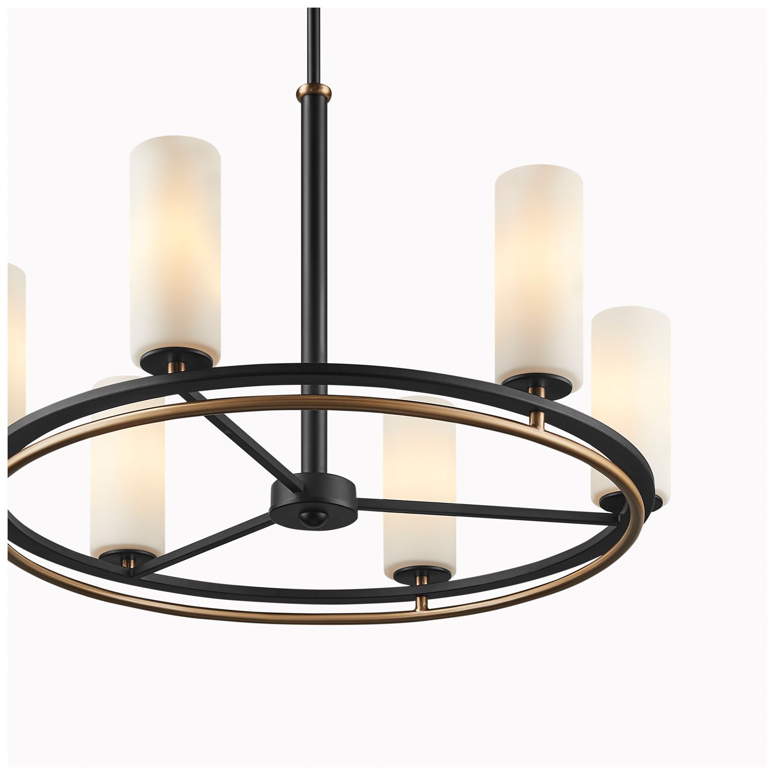 Thumbnail4 of Fusion Tilburg 26.5" Wide 6-Light Matte Black, Brass, Opal Chandelier more views