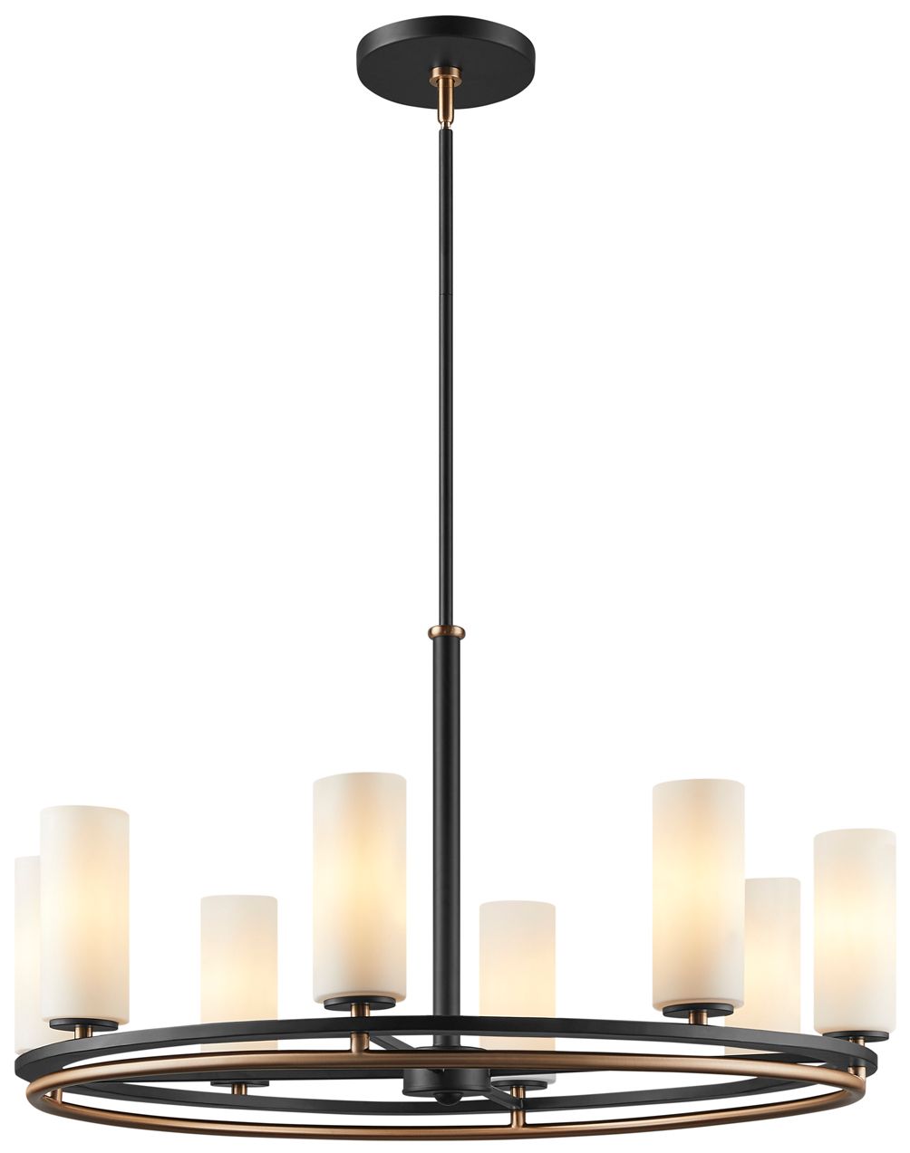 Image 2 Fusion Tilburg 32.5" Wide 8-Light Matte Black, Brass, Opal Chandelier more views