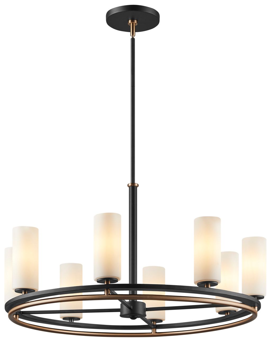 Image 3 Fusion Tilburg 32.5" Wide 8-Light Matte Black, Brass, Opal Chandelier more views