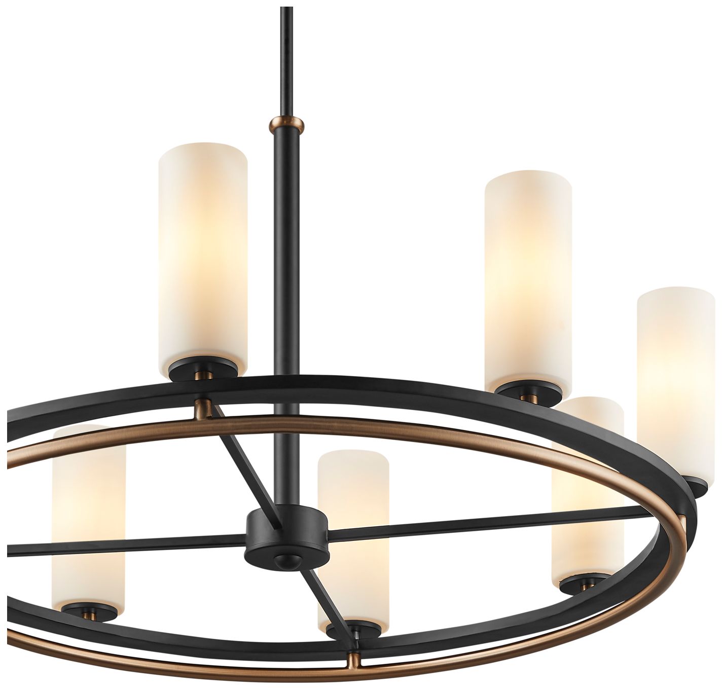 Image 4 Fusion Tilburg 32.5" Wide 8-Light Matte Black, Brass, Opal Chandelier more views