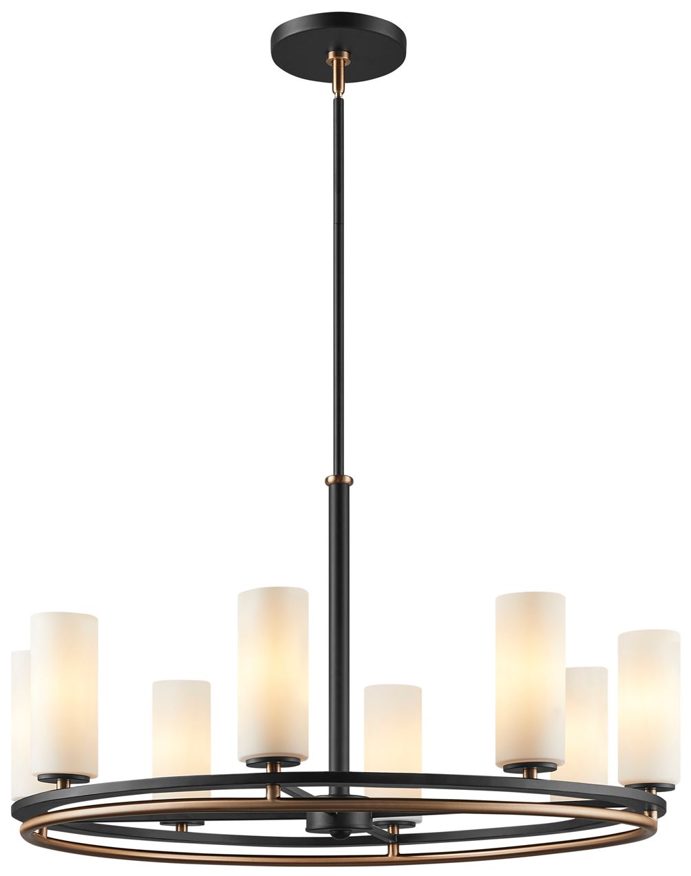 Image 7 Fusion Tilburg 32.5" Wide 8-Light Matte Black, Brass, Opal Chandelier more views