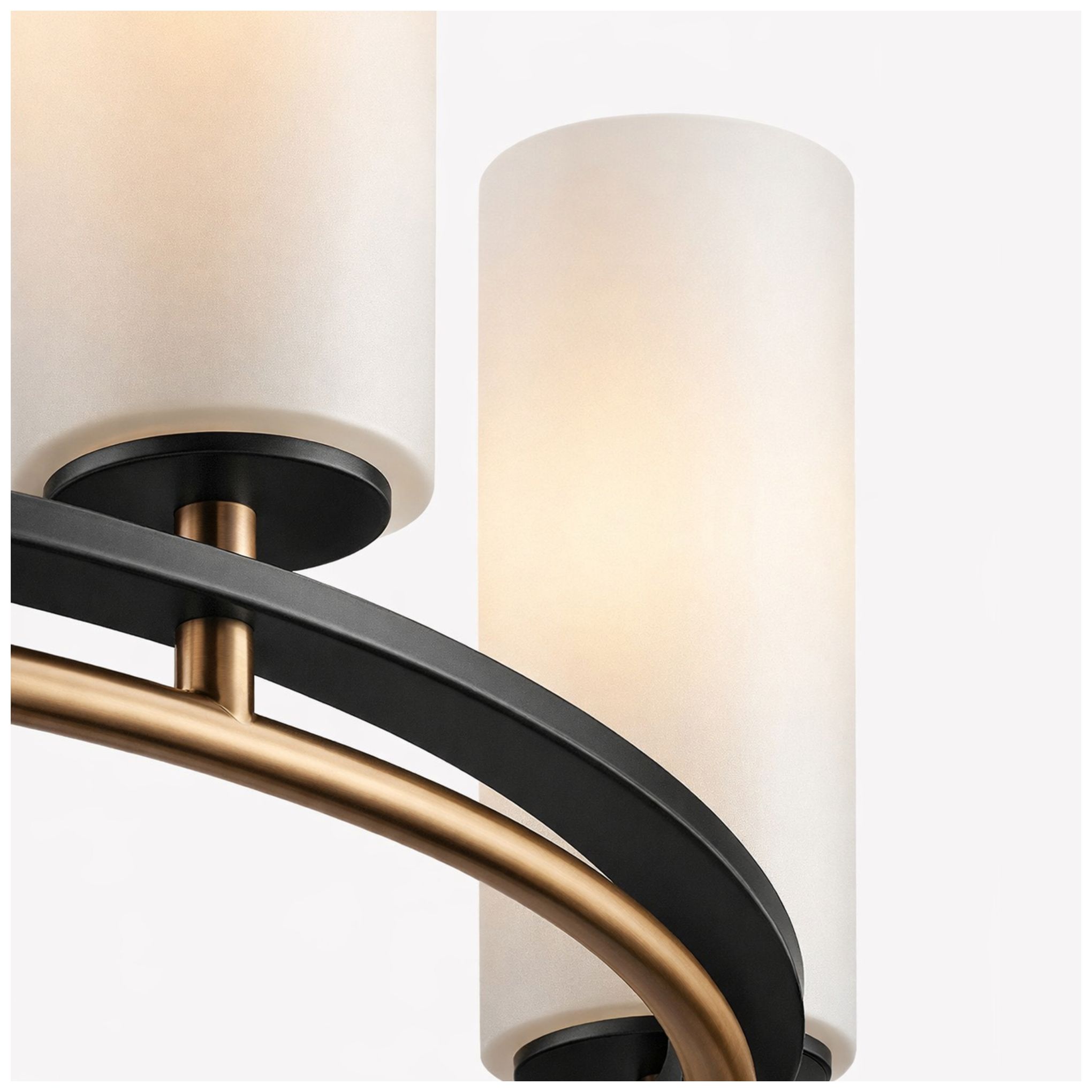 Fusion Tilburg 32.5" Wide 8-Light Matte Black, Brass, Opal Chandelier