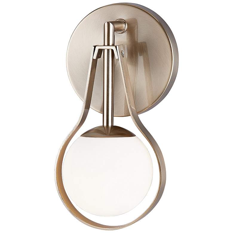 Image 1 Fusion™ Pearl 10" High Brushed Brass LED Wall Sconce