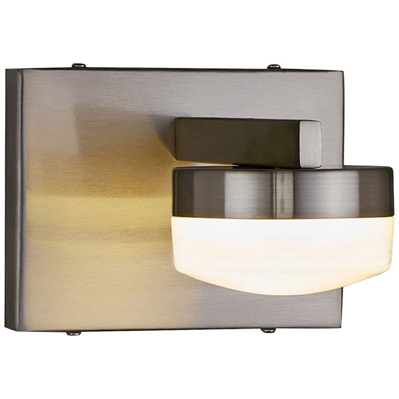 Image 1 Fusion™ Puck 4 1/2"H Brushed Nickel LED Wall Sconce
