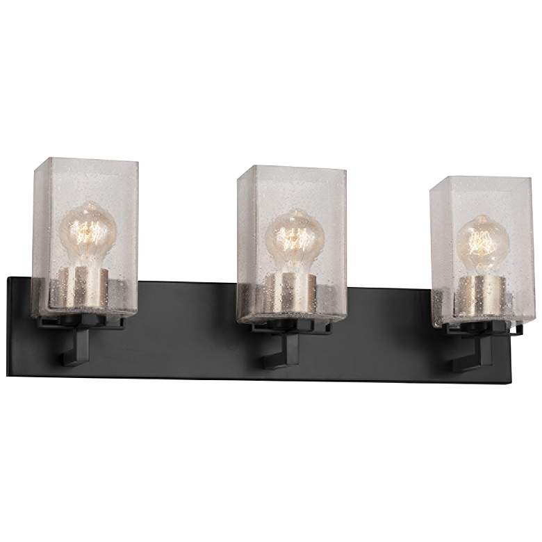 Image 1 Fusion™ Vice 24"W Black and Brass 3-Light Bath Light