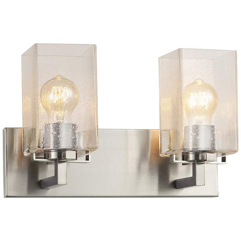 Image 1 Fusion™ Vice 9"H Brushed Nickel 2-Light Wall Sconce