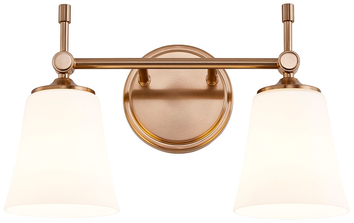 Fusion Tulsi 15" Wide 2-Light Brushed Brass, Opal Bath/Vanity
